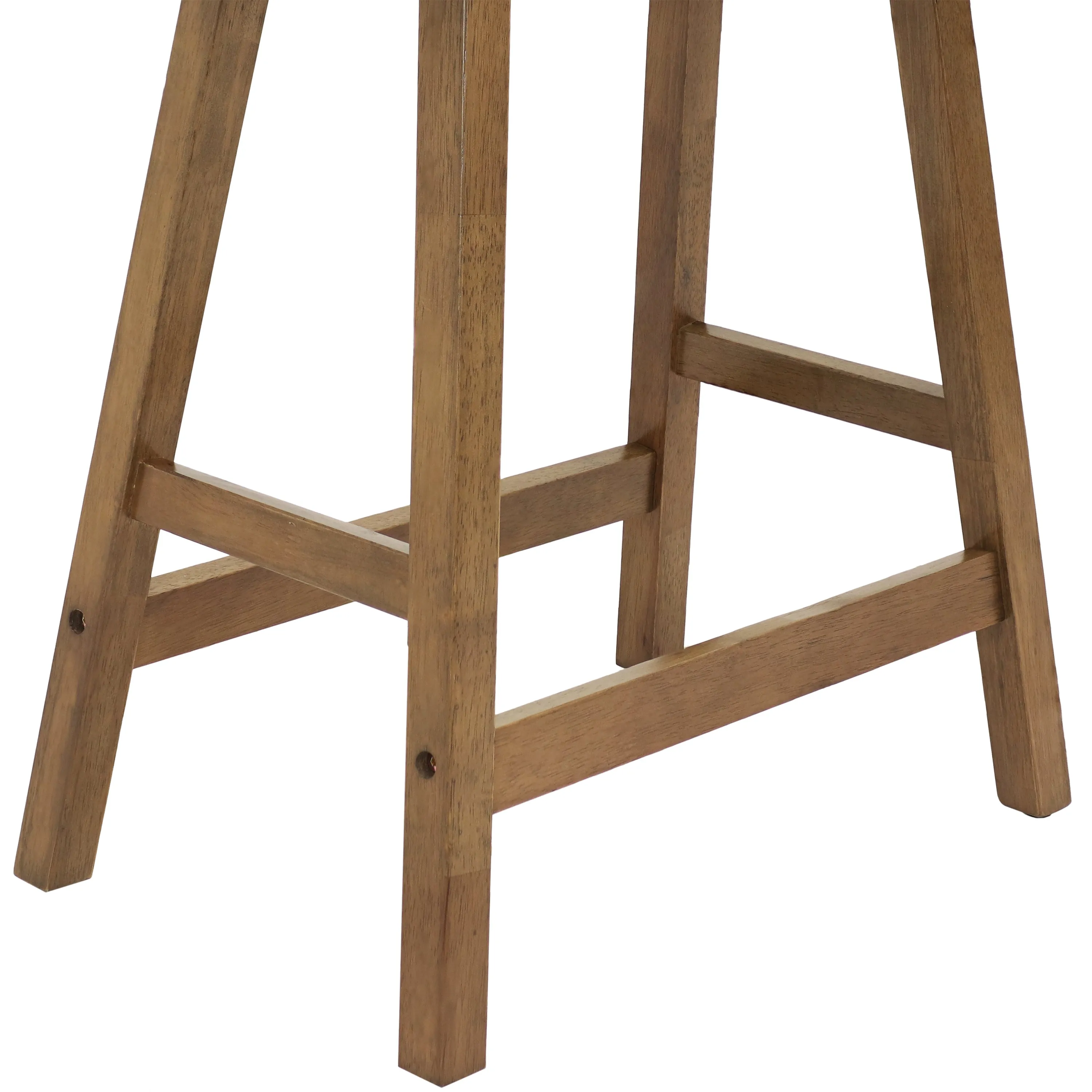 Sunnydaze Set of 2 Counter-Height Stools - Weathered Oak Finish with Blue Cushions