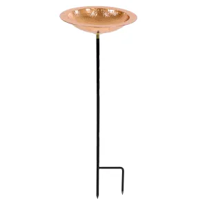 Sunnydaze Standing Hand-Hammered Copper Bird Bath or Bird Feeder