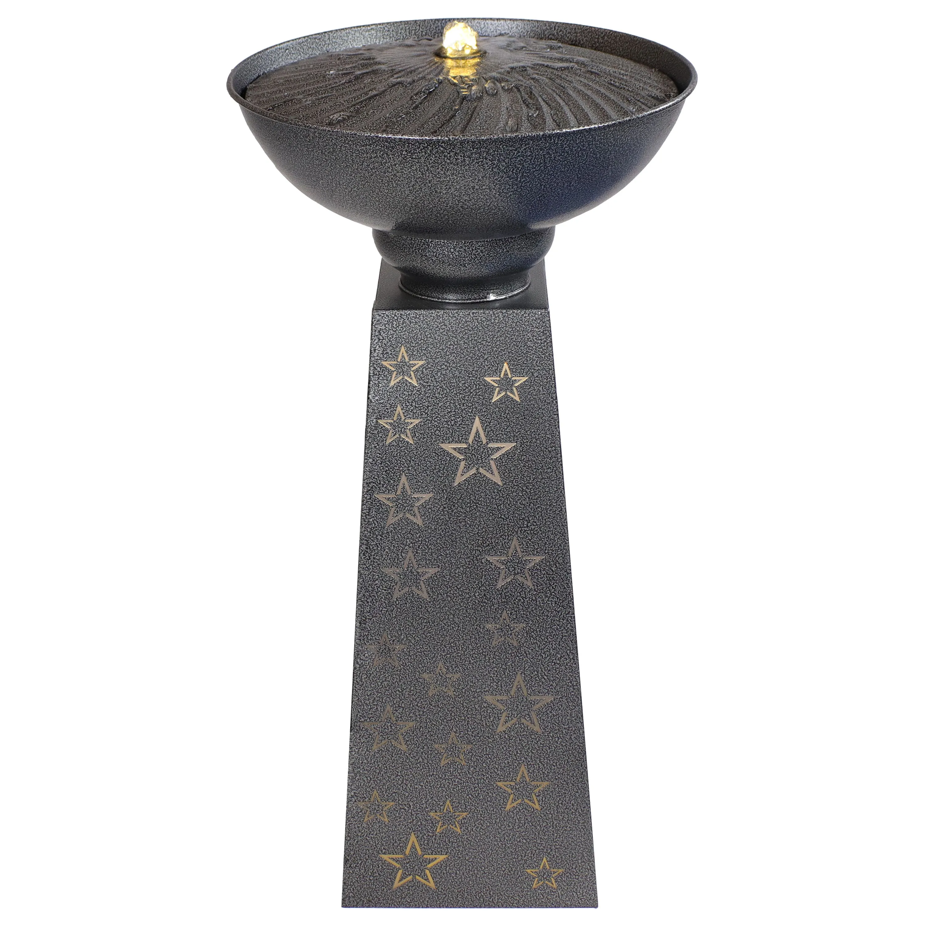 Sunnydaze Starry Sky Galvanized Iron Bird Bath Fountain - 31.25" H