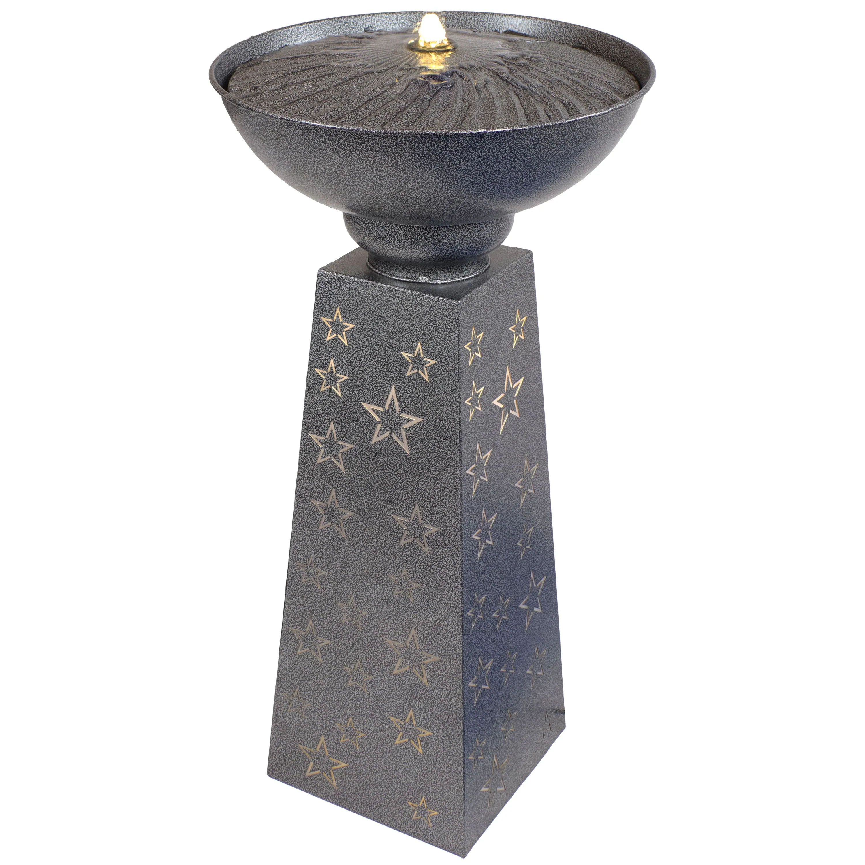 Sunnydaze Starry Sky Galvanized Iron Bird Bath Fountain - 31.25" H