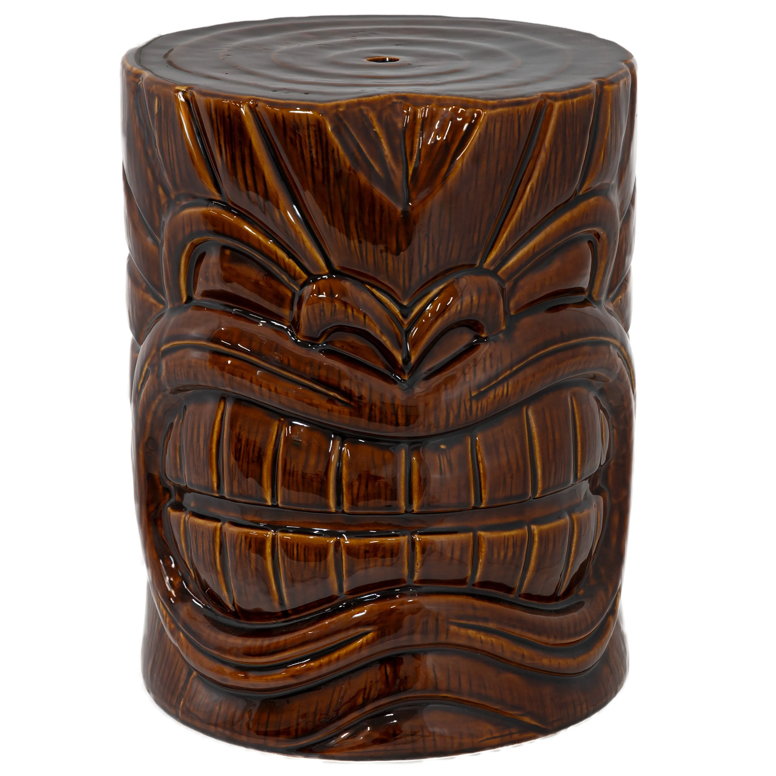 Sunnydaze Tiki Head Ceramic Garden Stool Side Table - 17"