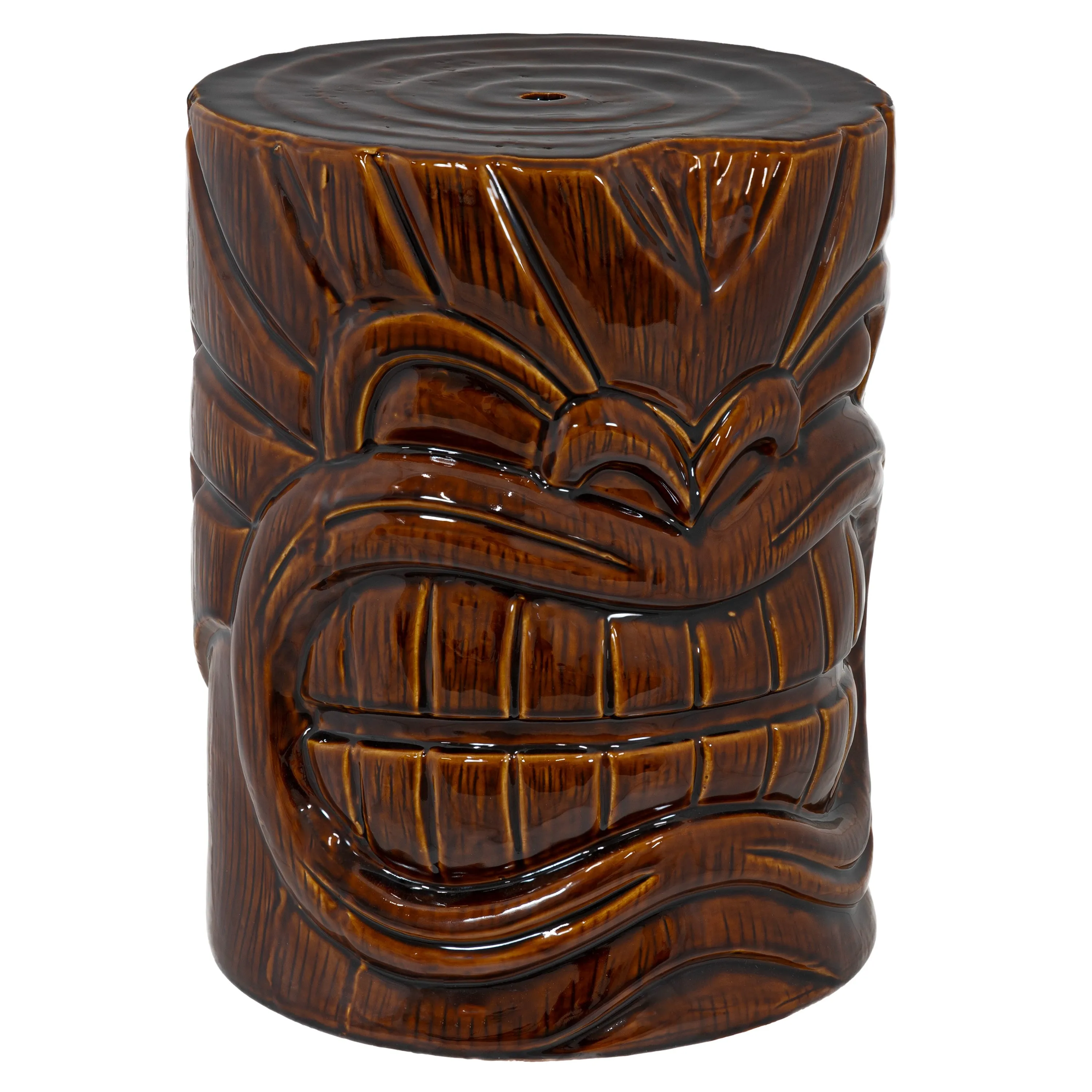 Sunnydaze Tiki Head Ceramic Garden Stool Side Table - 17"