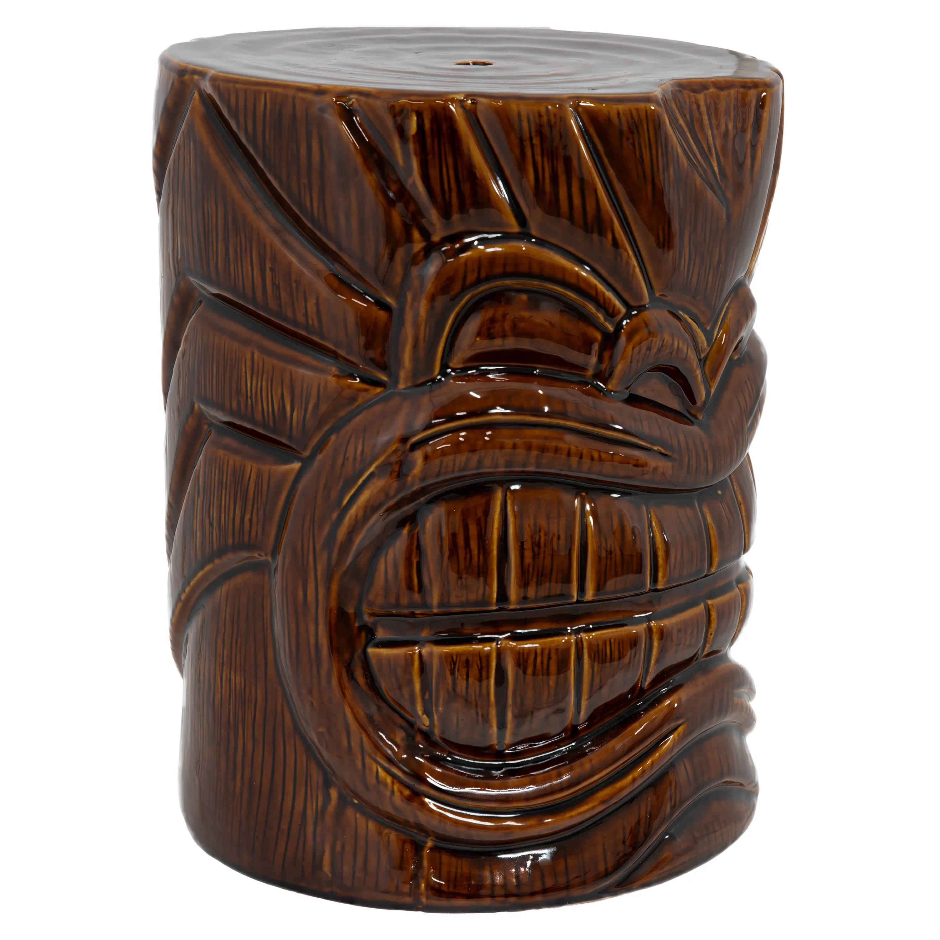 Sunnydaze Tiki Head Ceramic Garden Stool Side Table - 17"