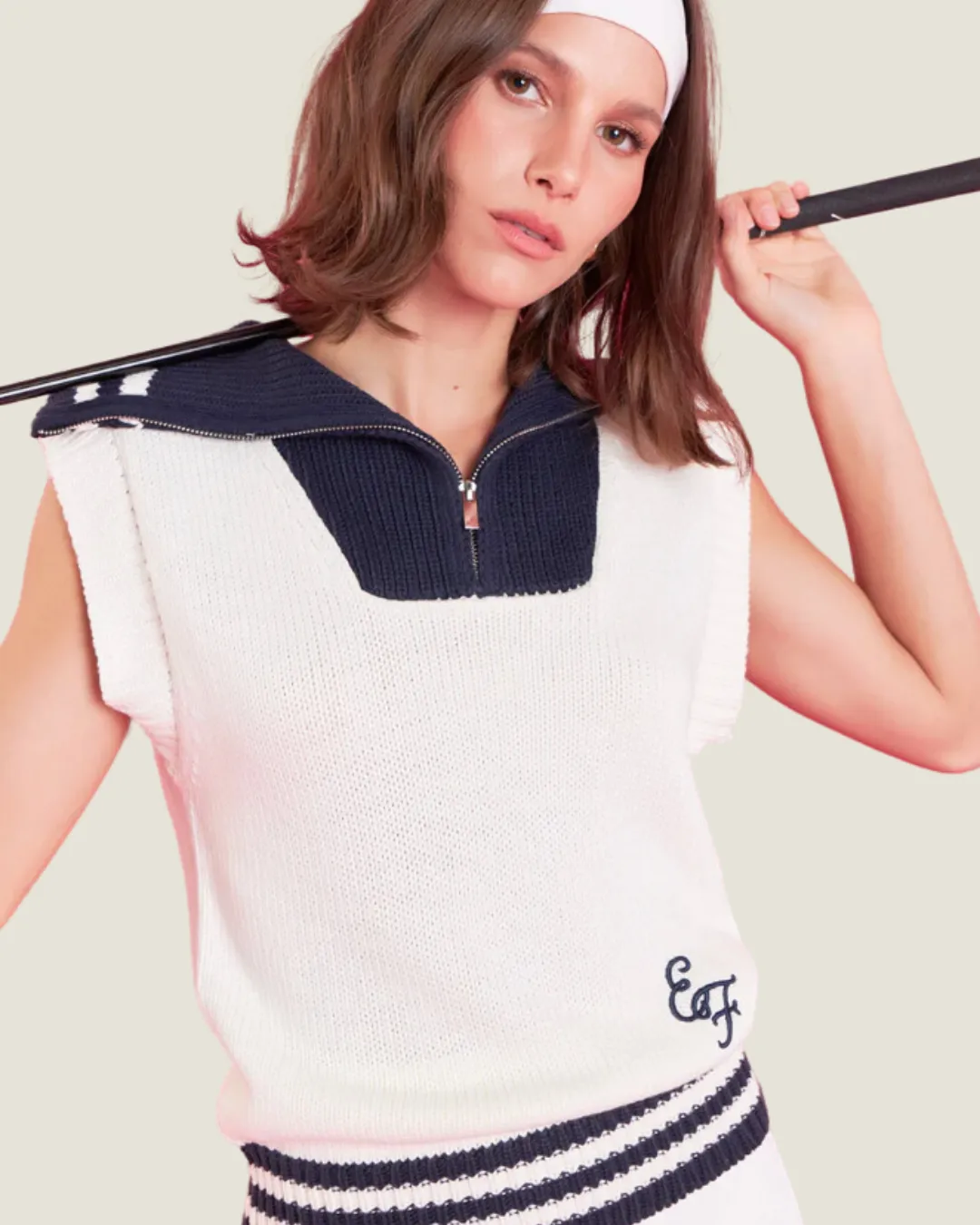 The Cart Girl: Contrast Collar Half Zip-Up Sweater