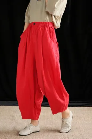 The new summer plus-size haren pants are hemp pants for women 190163