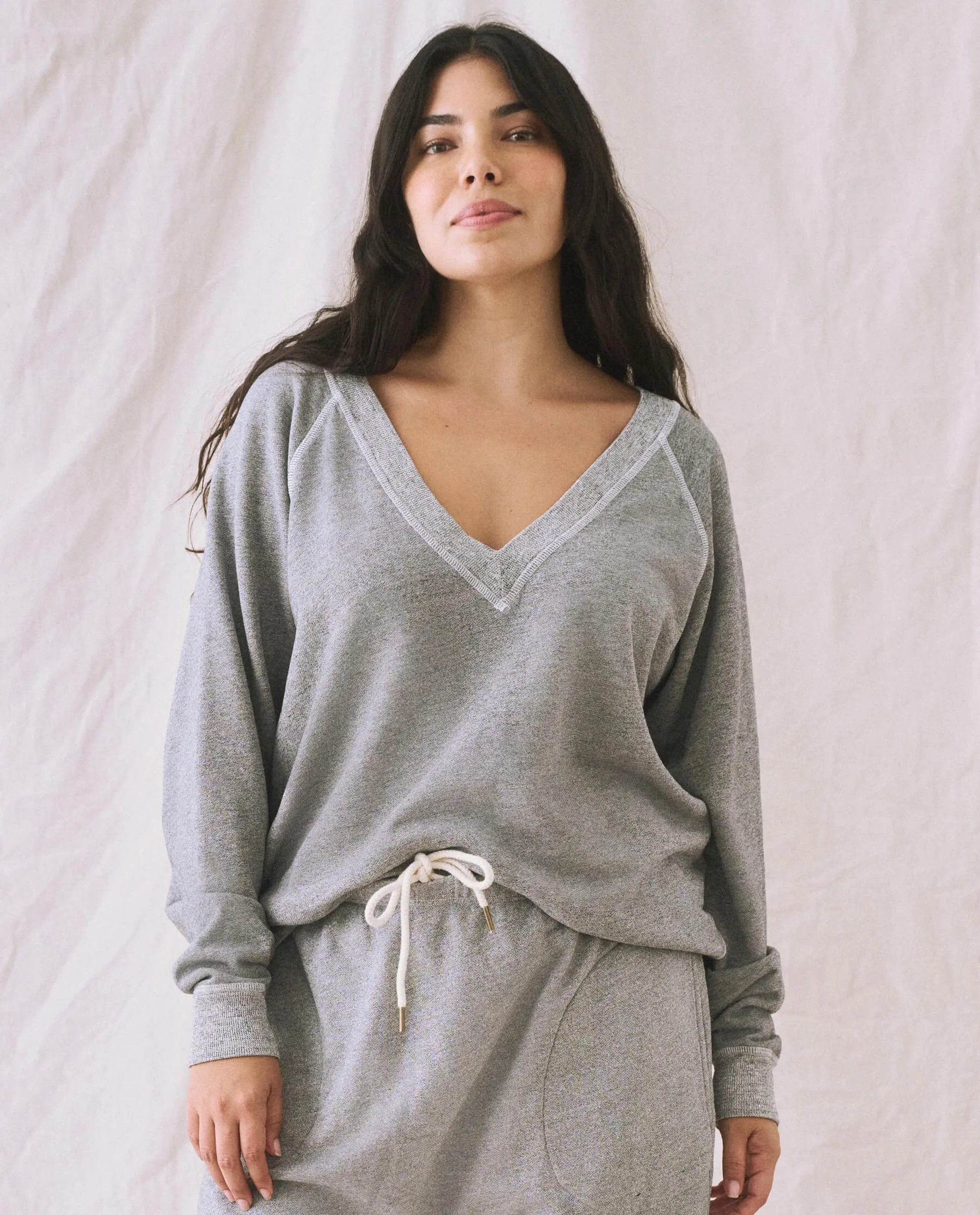 The V-Neck Sweatshirt. -- Varsity Grey