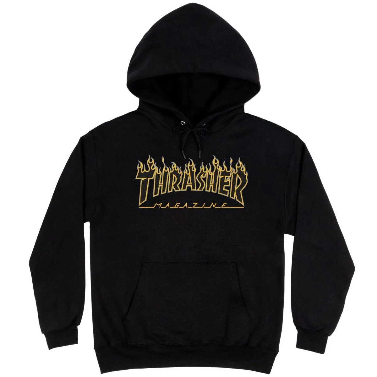 Thrasher Flame Logo Hoodie - Black/Yellow