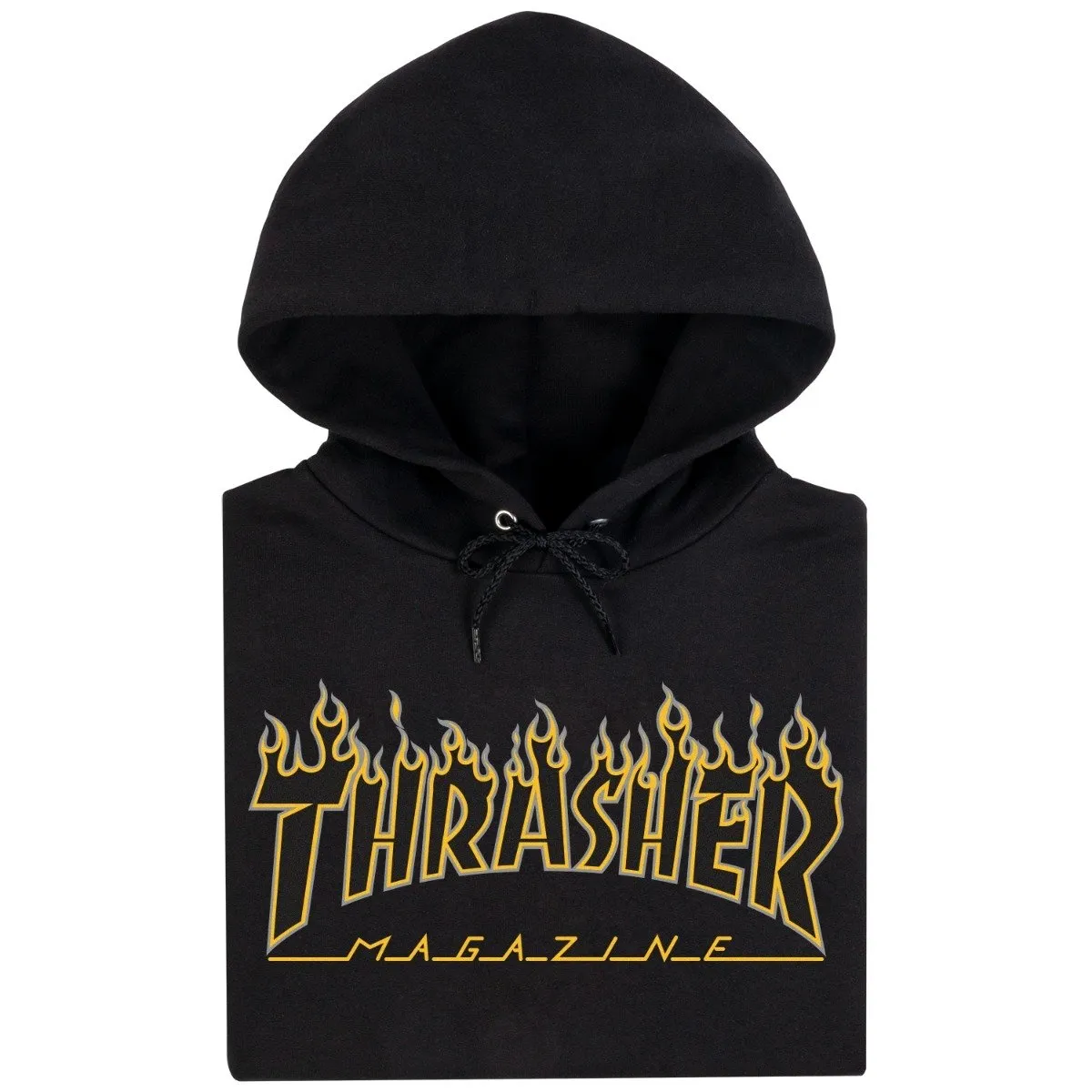 Thrasher Flame Logo Hoodie - Black/Yellow