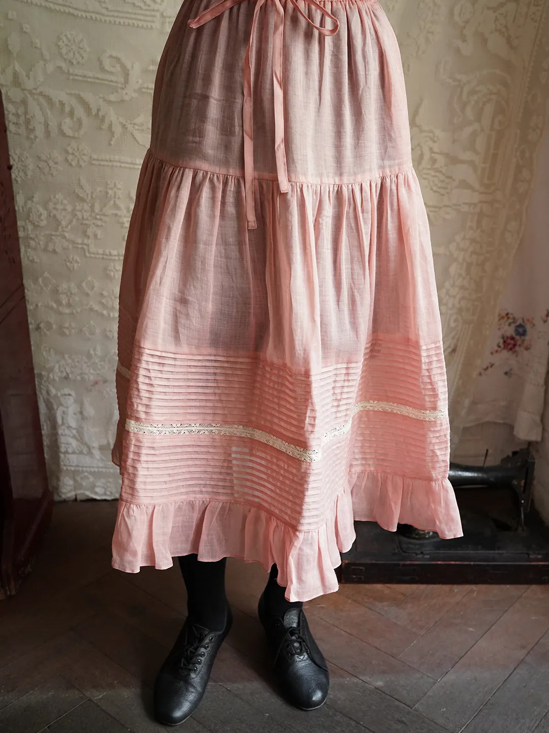 Unlogical Poem Retro Style Pleated Red/Pink Ramie Skirt