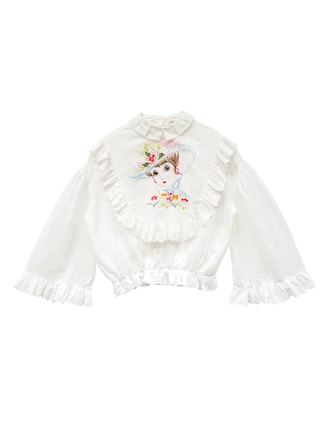 Unlogical Poem Victorian Style Embroidered Ramie Top