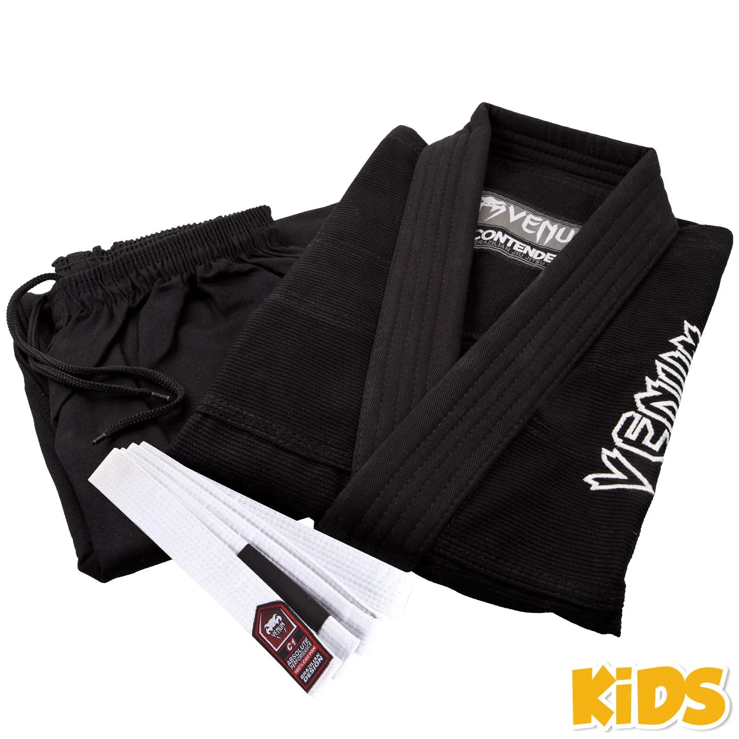 Venum Contender Kids BJJ Gi (Free white belt included) - Black