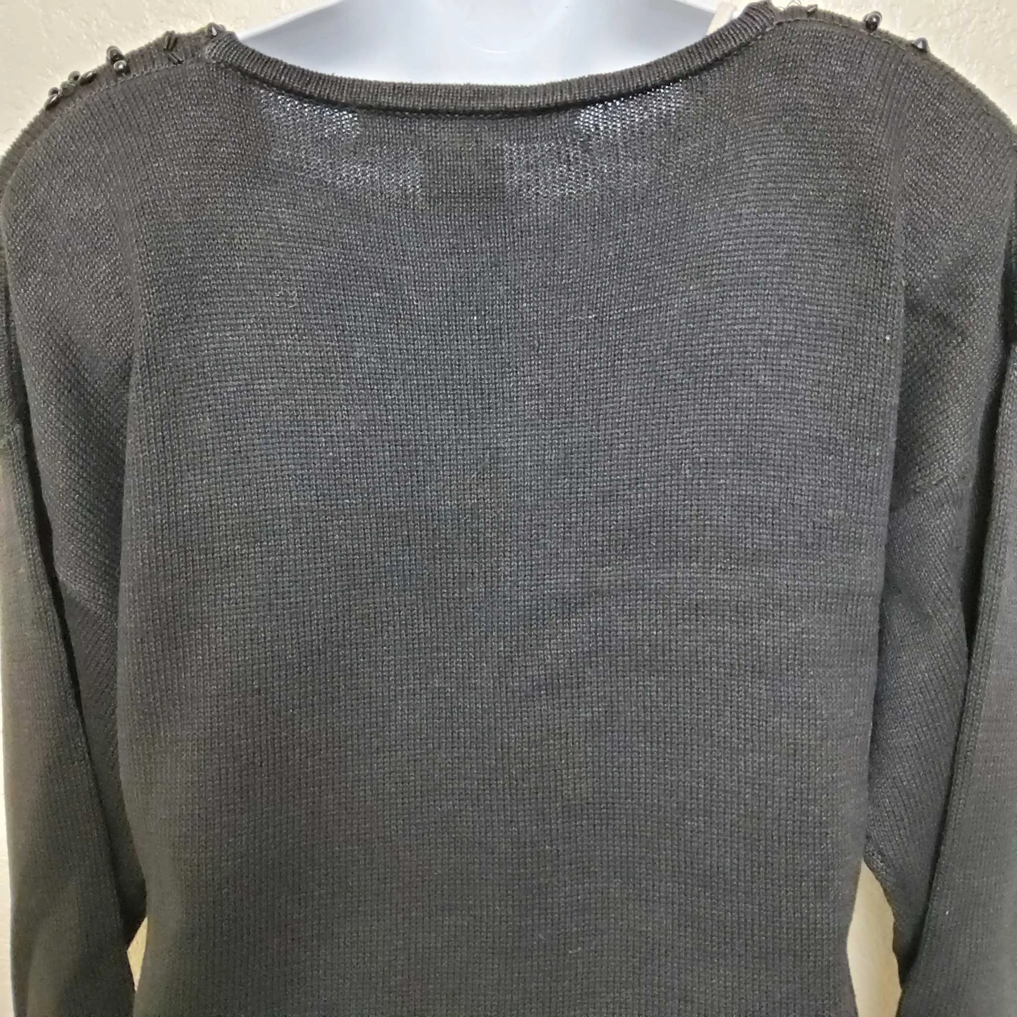 Victoria Jones Black Beaded Pullover Sweater, Women's Medium