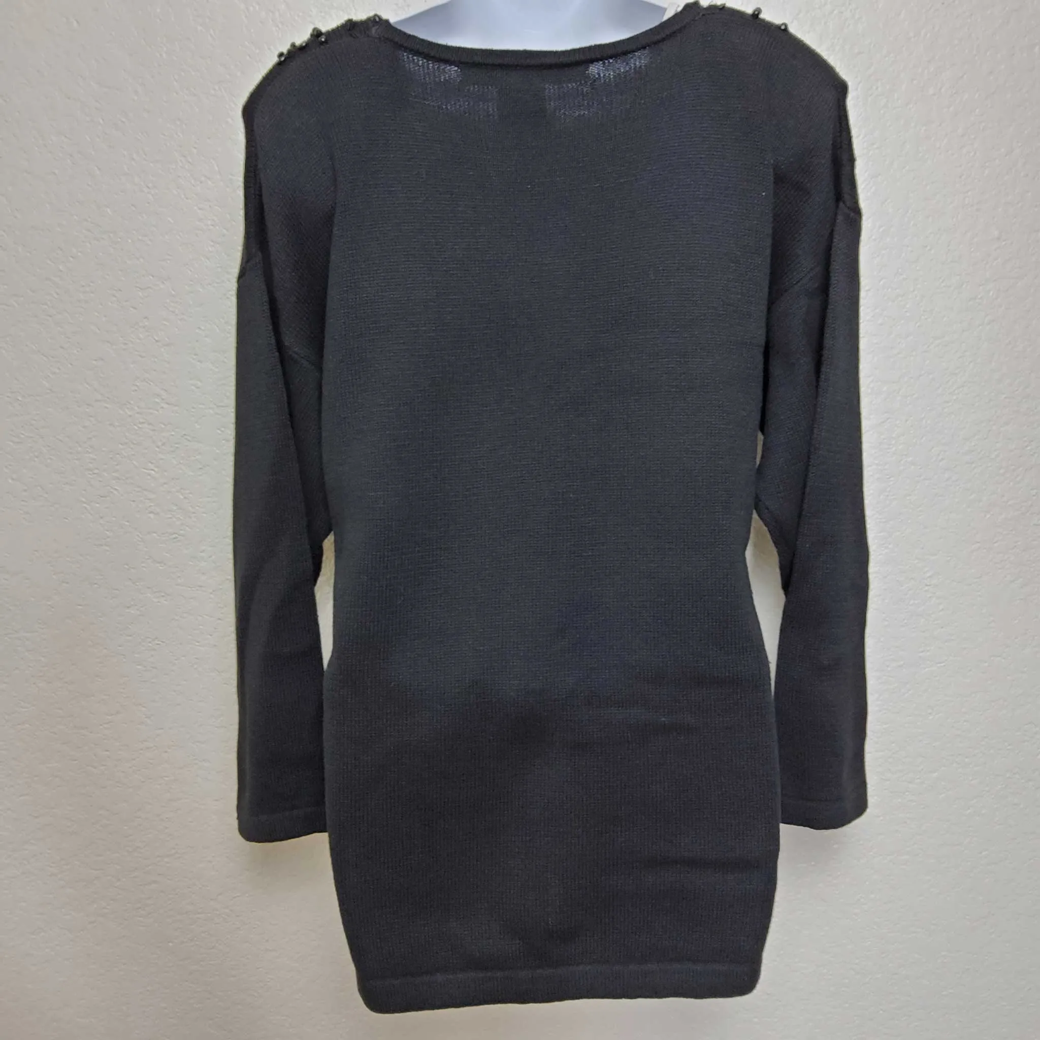 Victoria Jones Black Beaded Pullover Sweater, Women's Medium