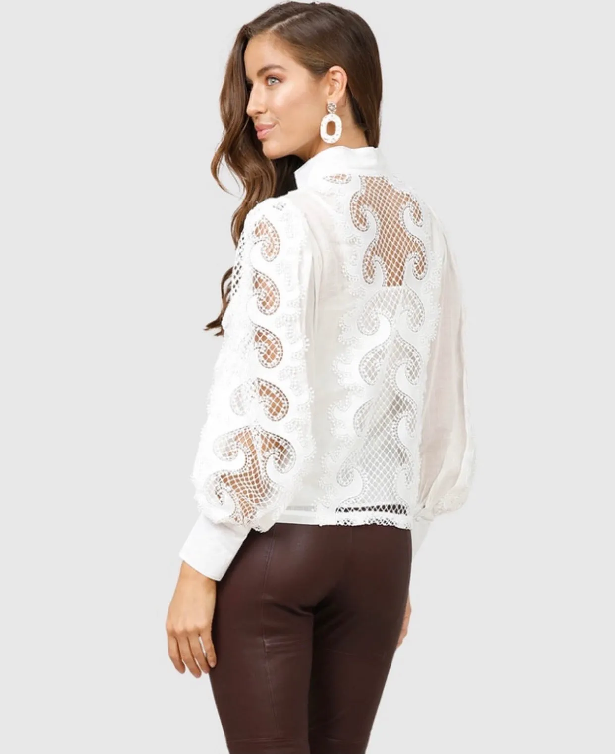 Victoriana white lace blouse