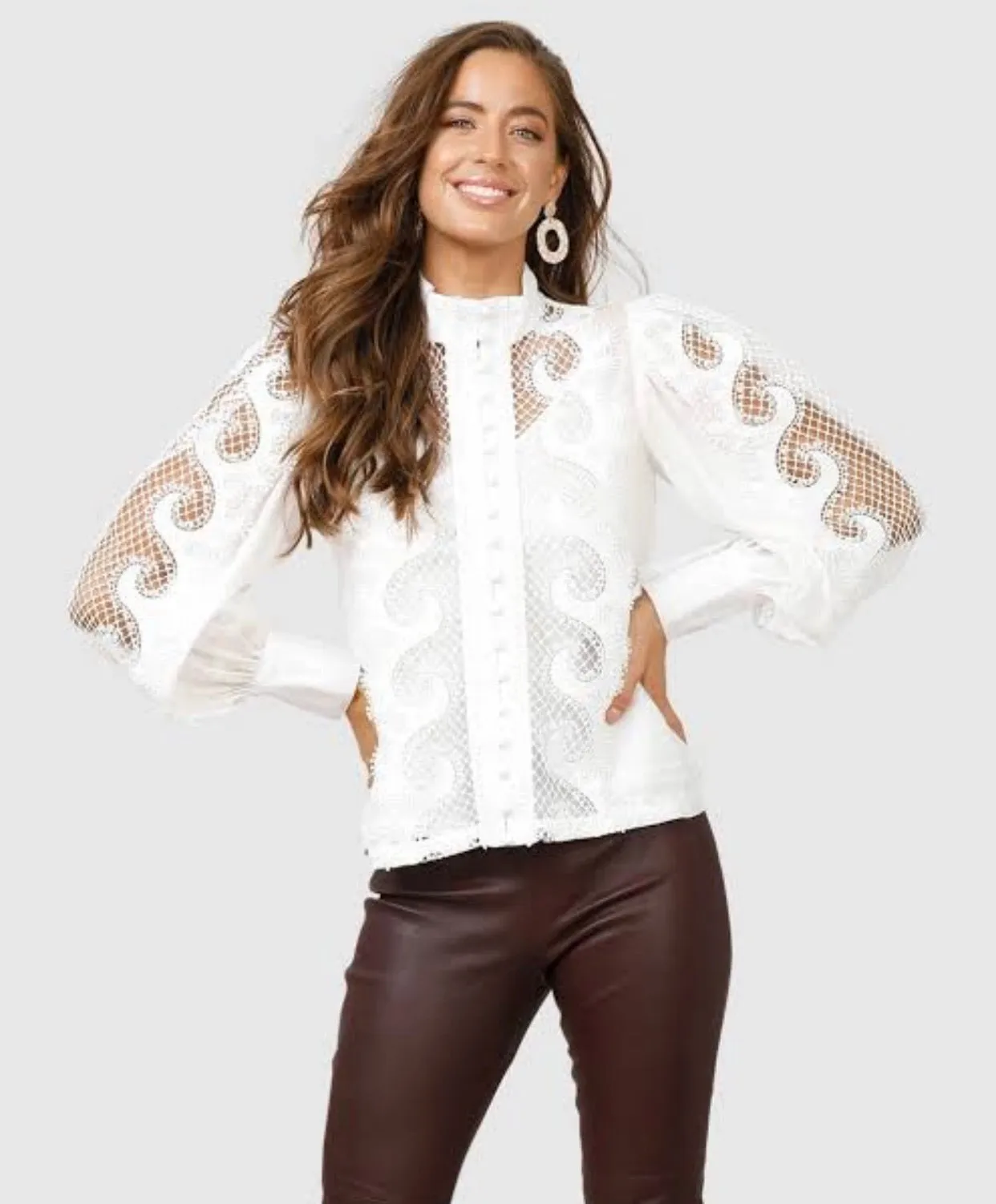 Victoriana white lace blouse