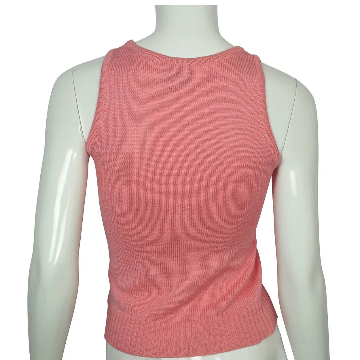 Vintage 1970s Courreges Shell Top Pink Cotton Acrylic Blend Knit Size S