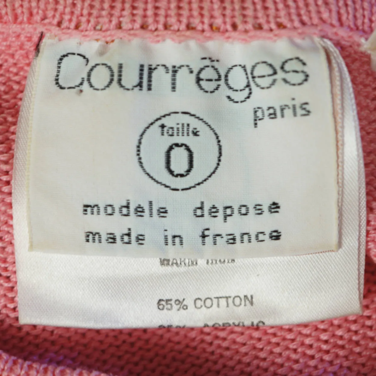 Vintage 1970s Courreges Shell Top Pink Cotton Acrylic Blend Knit Size S