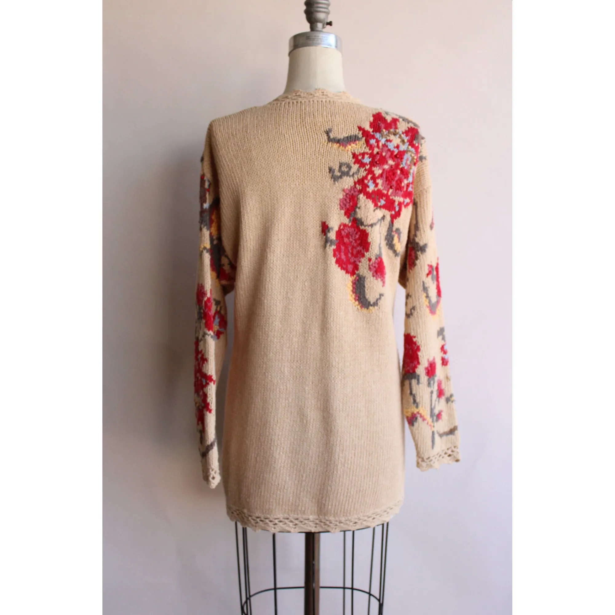 Vintage 1990s Cardigan Sweater by Susan Bristol Beige