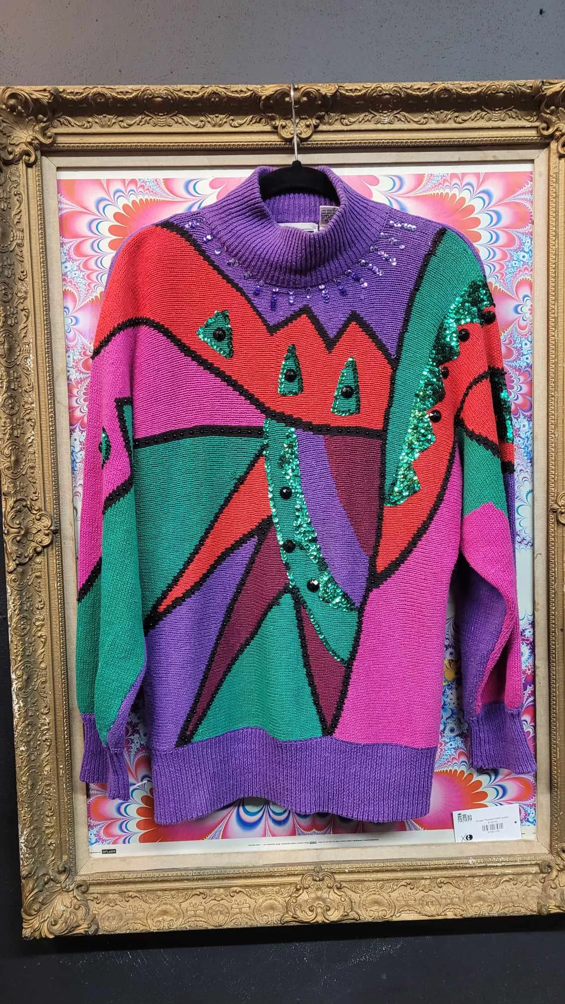 Vintage 80s Purple and Green Sequin Sweater