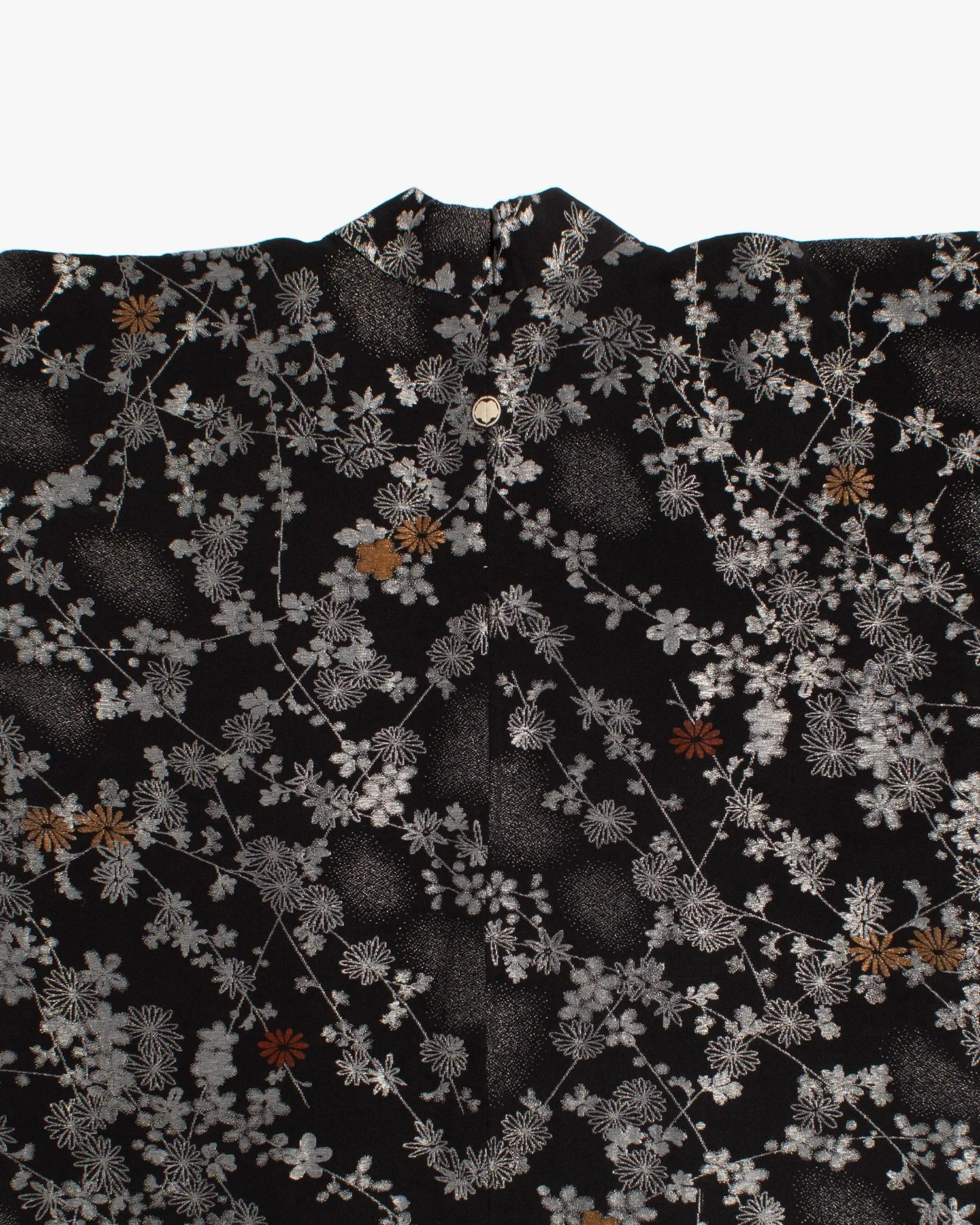 Vintage Haori Jacket, Black with Small Metallic Daisies