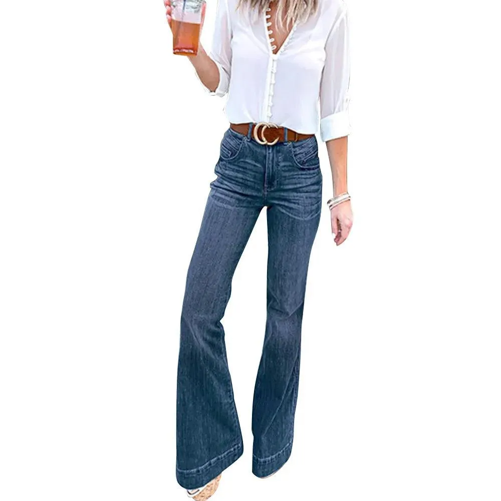 VINTAGE-INSPIRED BELL BOTTOM CUFFED JEANS