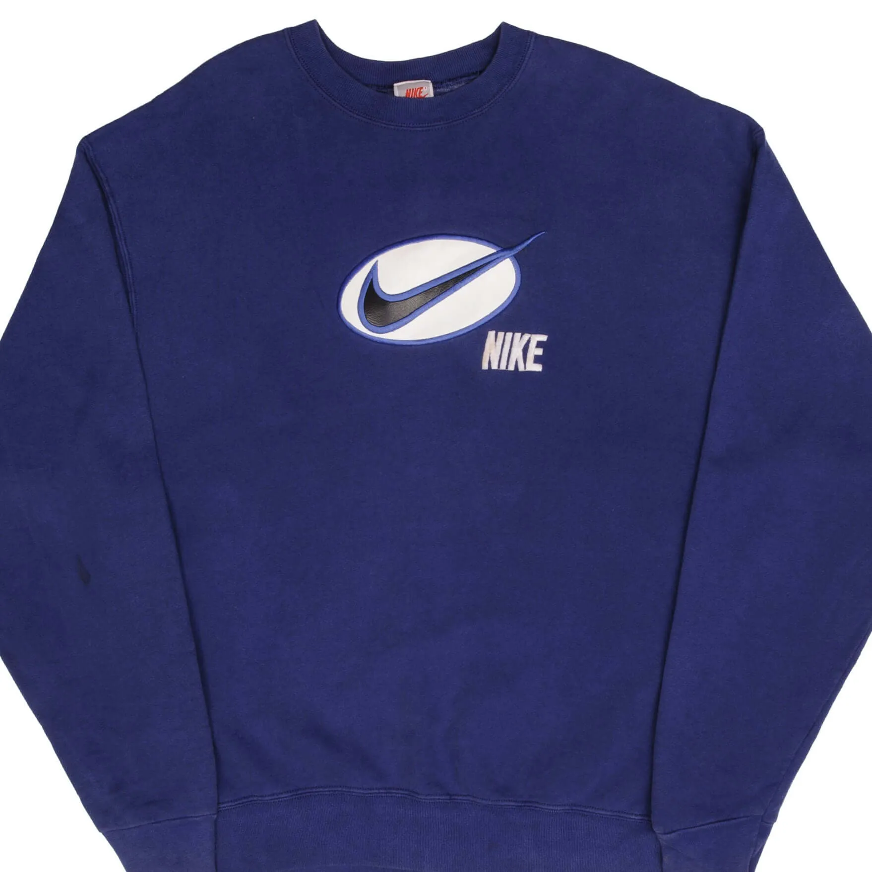 VINTAGE NIKE BIG SWOOSH BLUE SWEATSHIRT EARLY 1990S SIZE XL MADE IN USA