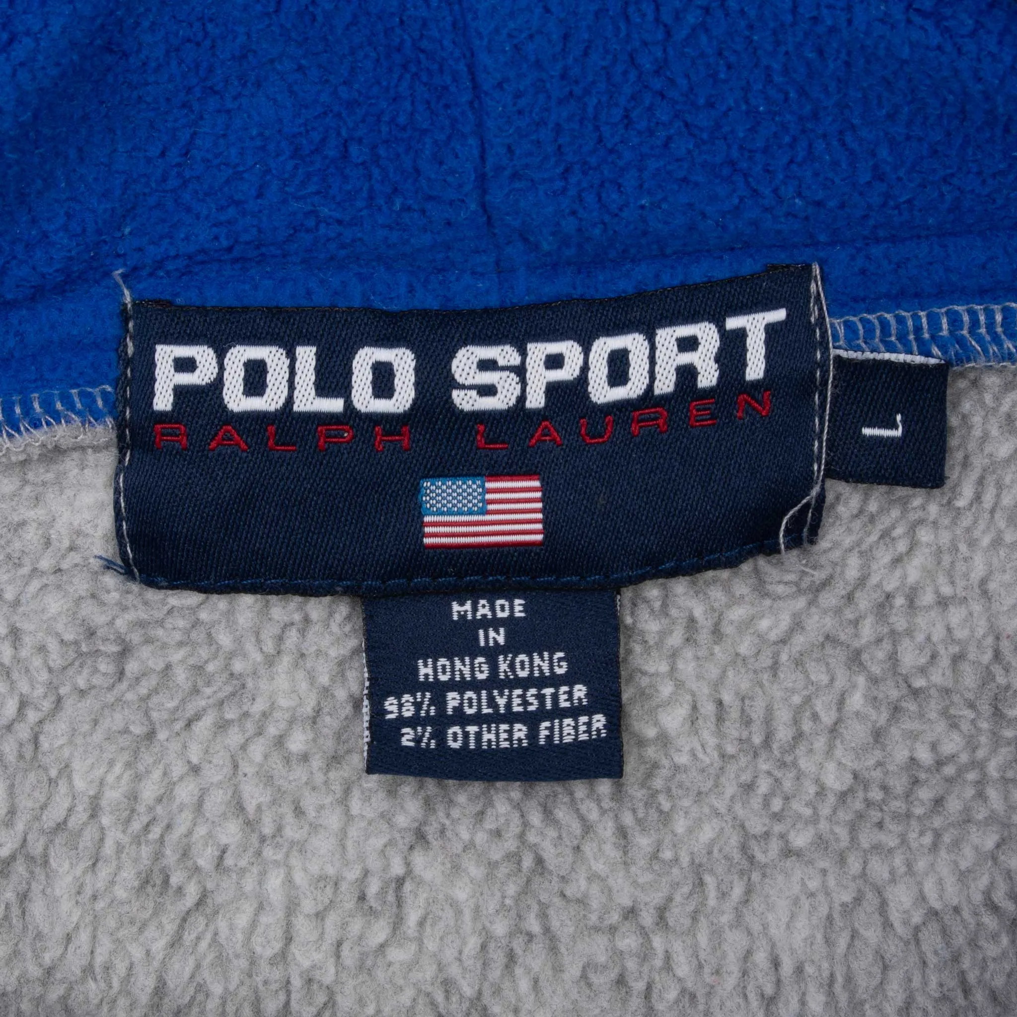 VINTAGE POLO SPORT RALPH LAUREN USA FLEECE HOODIE SWEATSHIRT 1990S LARGE