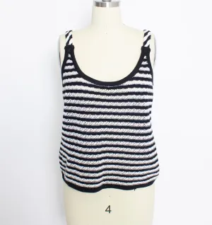 Vintage ST.JOHN Top 1990s Black White Knit Sleeveless Tank 90s Small