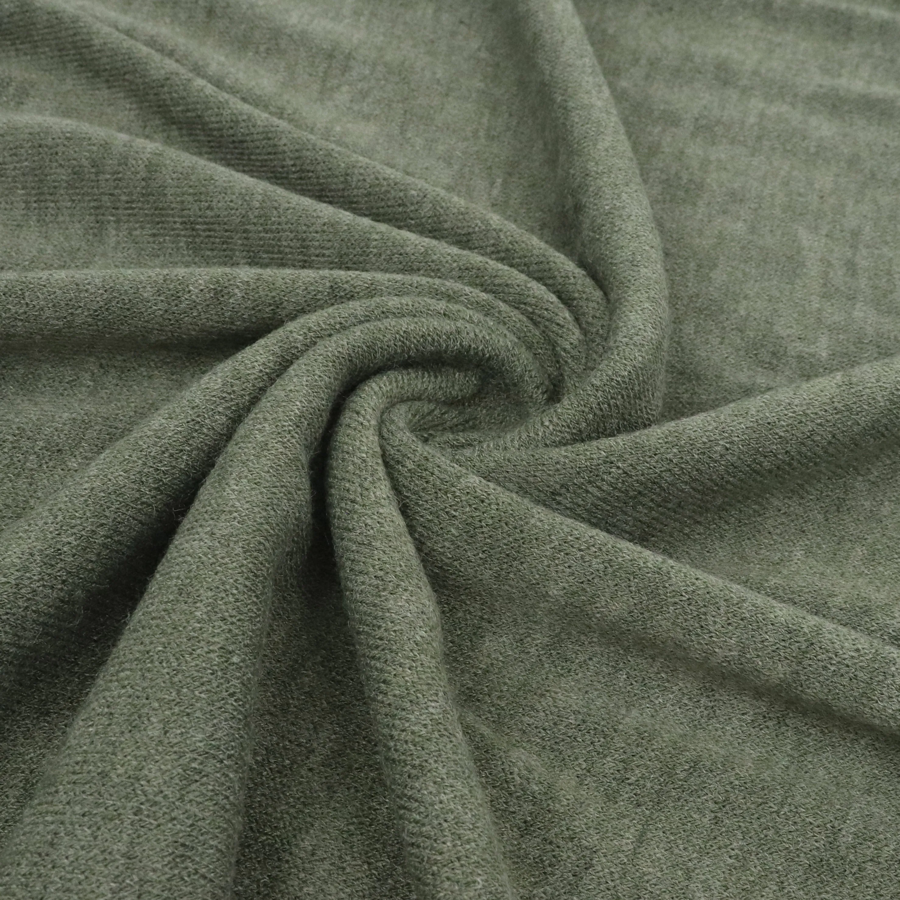 Viscose Blend Sweater Knit - Melange Olive Green