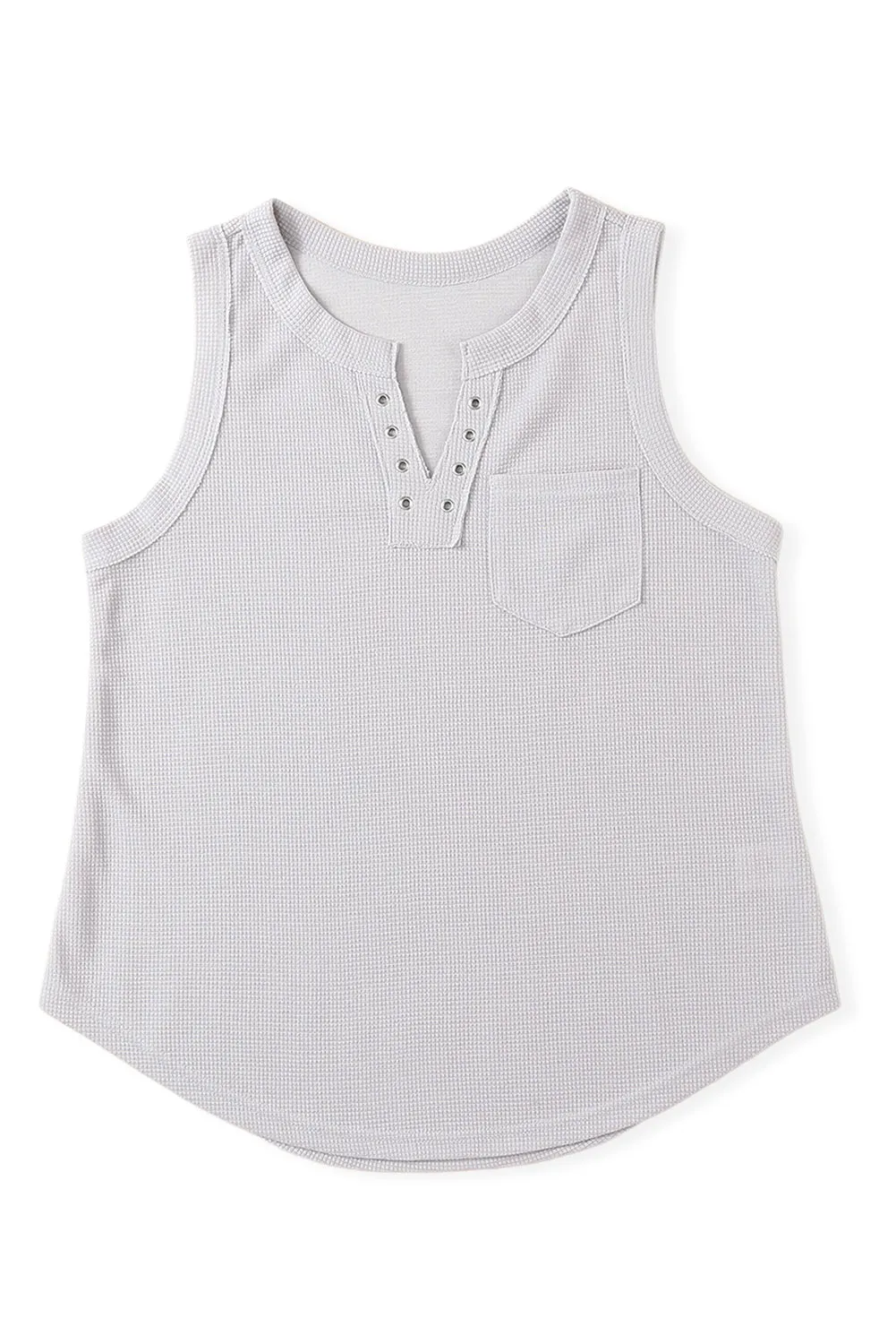 Waffle Eyelet V-Neck Tank Top