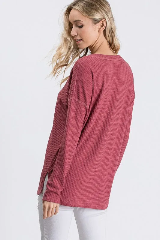 Waffle Knit Neck Top