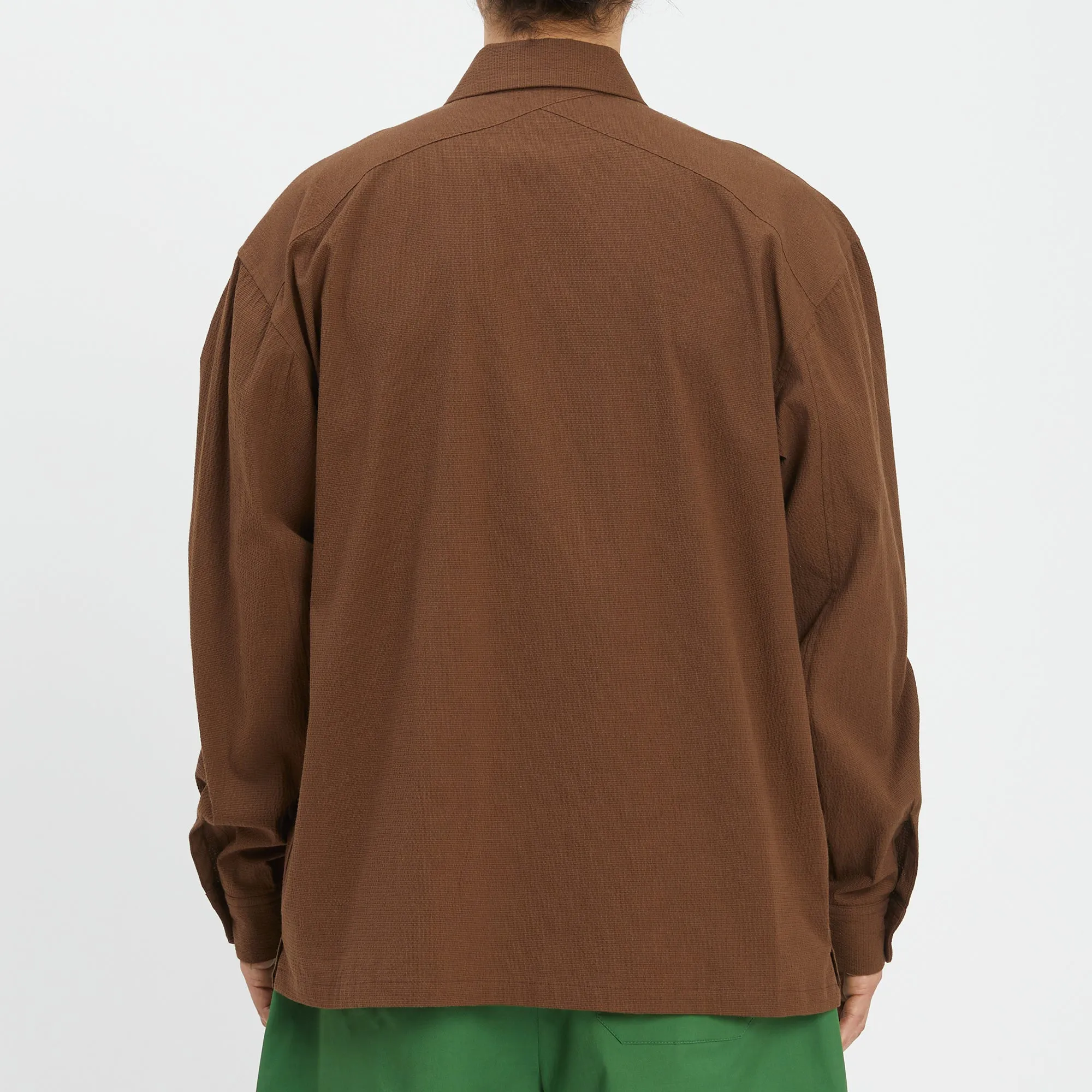 Warrick Shirt - Brown Puckered Cotton