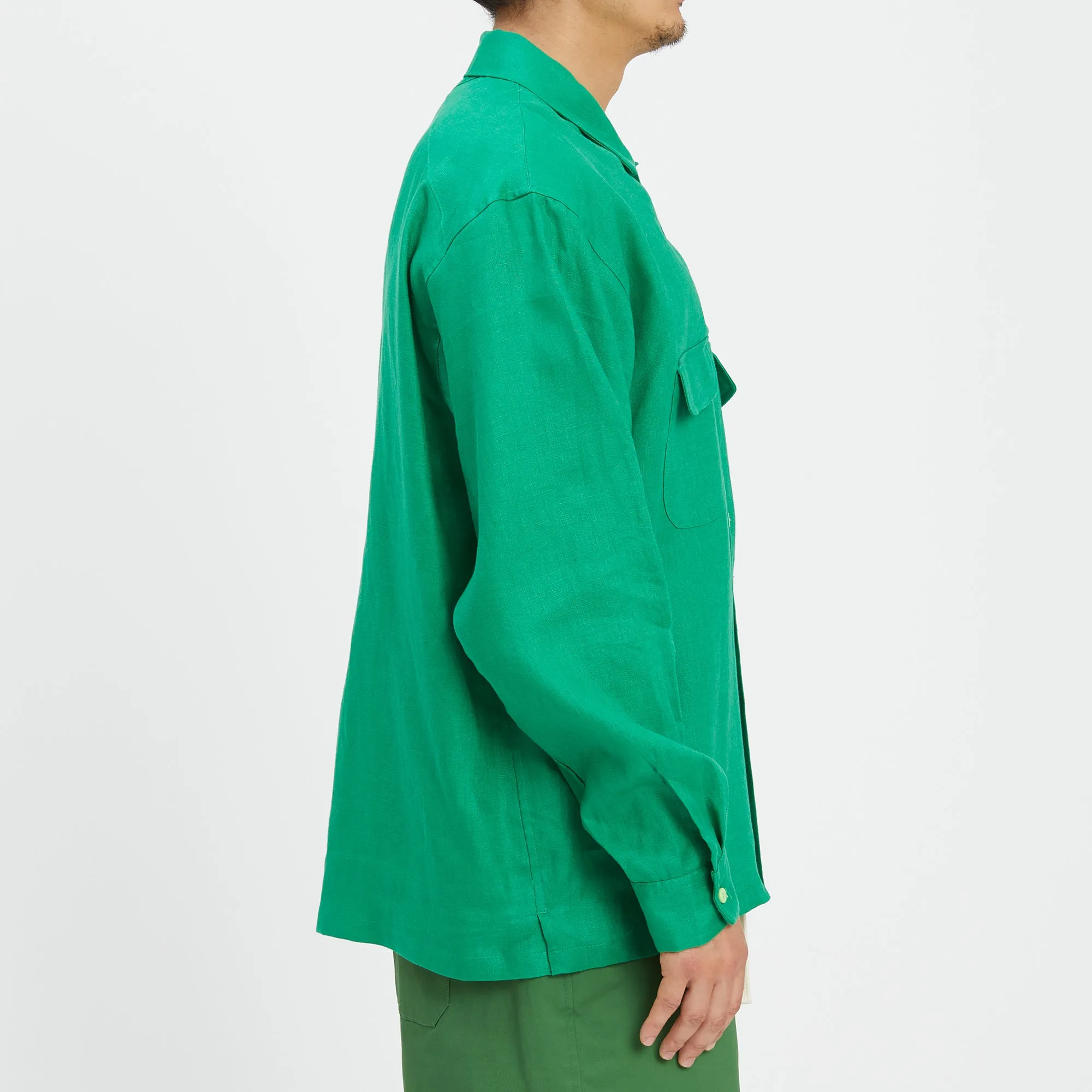 Warrick Shirt - Kelly Green Linen/Rayon