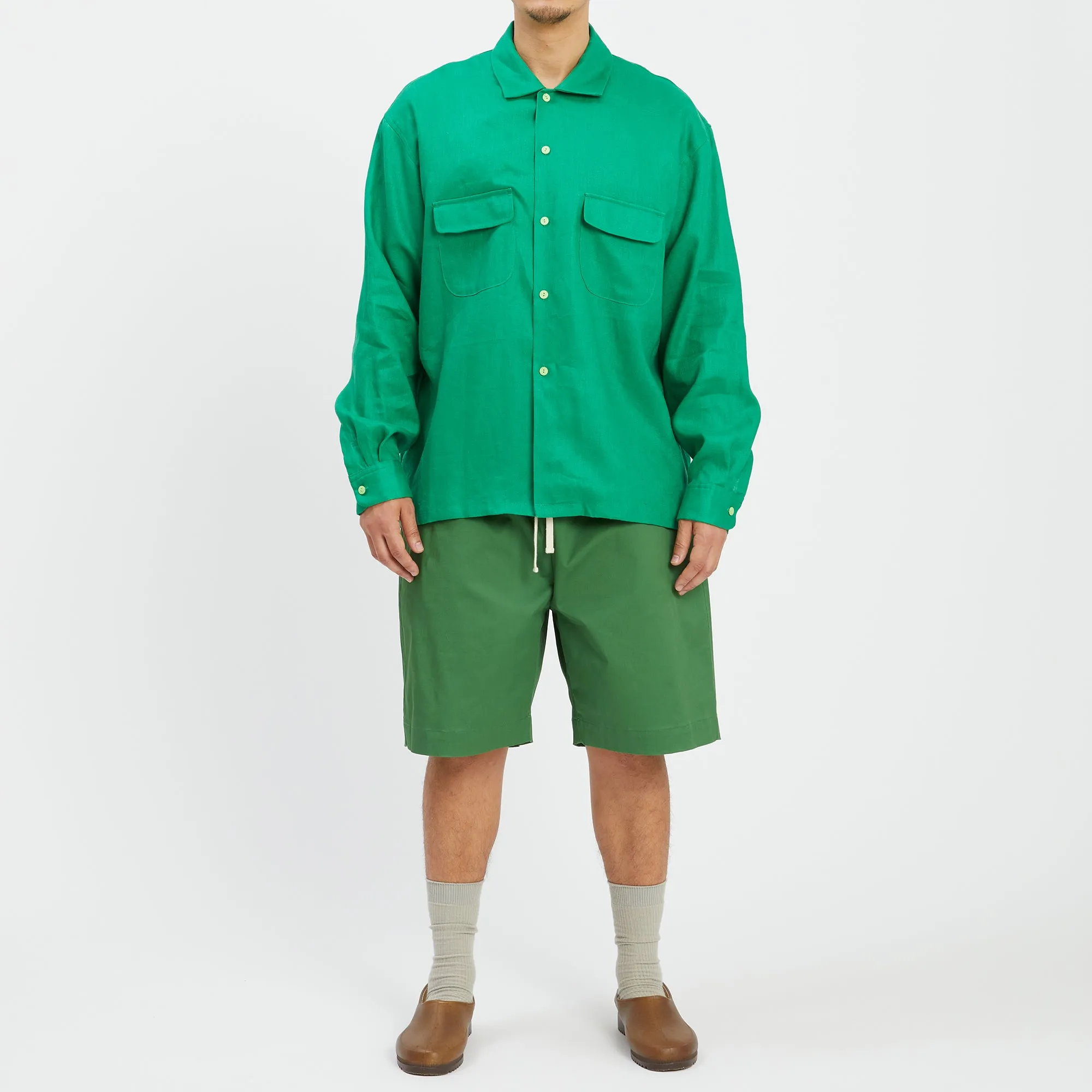 Warrick Shirt - Kelly Green Linen/Rayon