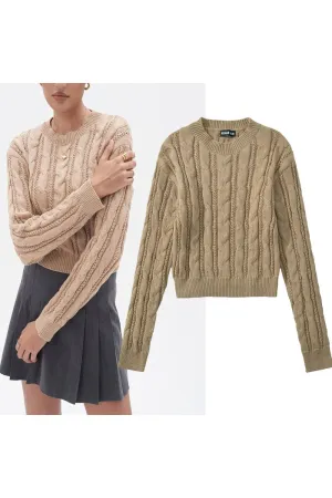 'Willy' Cable Knit Round Neck Pullover Sweater (4 Color)