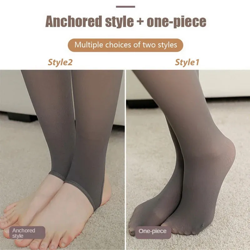 Woman Thermal Tights Sexy Translucent Fleece Leggings Pantyhose Slim Winter Warm Thick Velvet Stockings Female Streetwear Pants