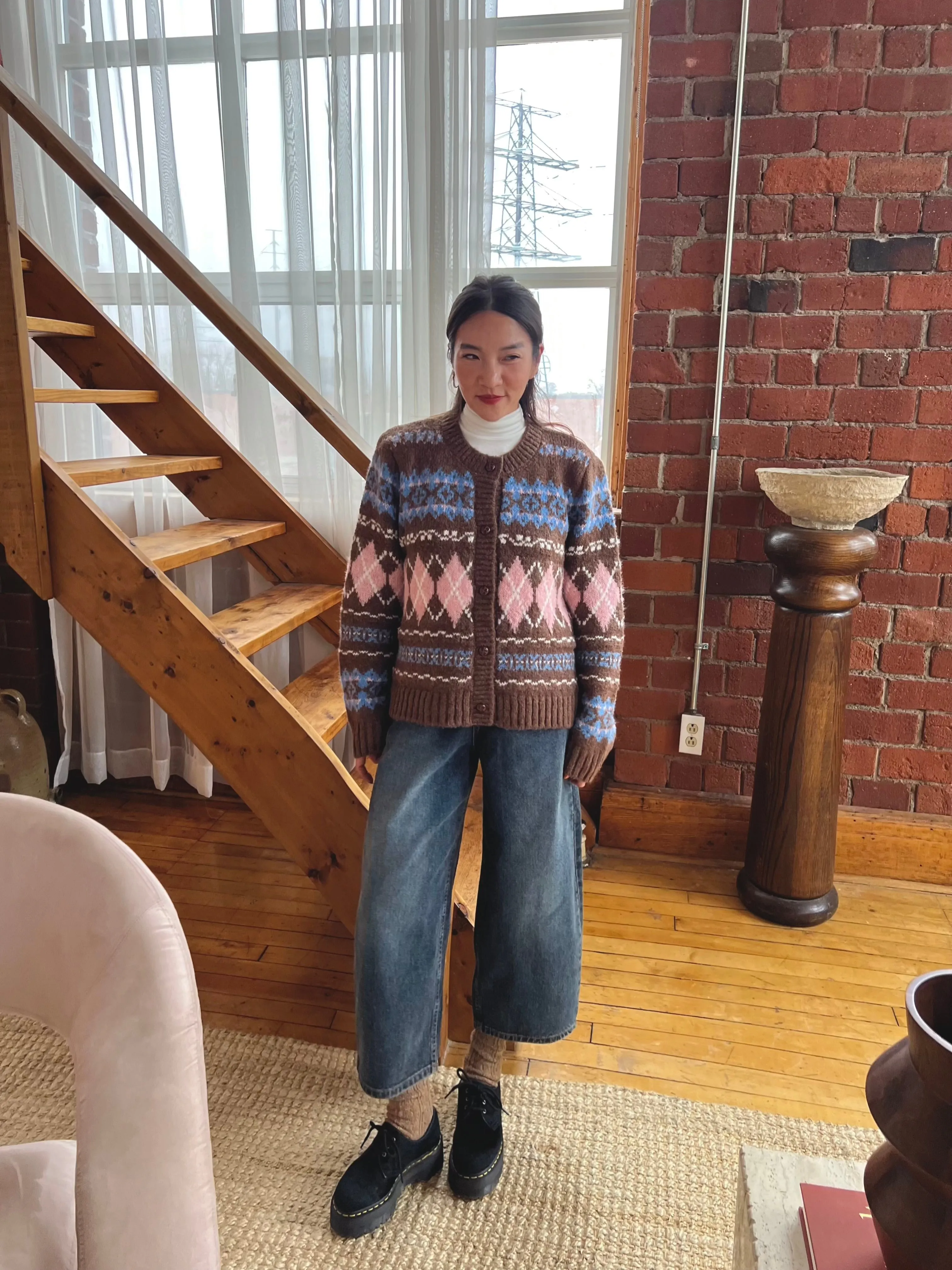 YAKO Argyle print cardigan