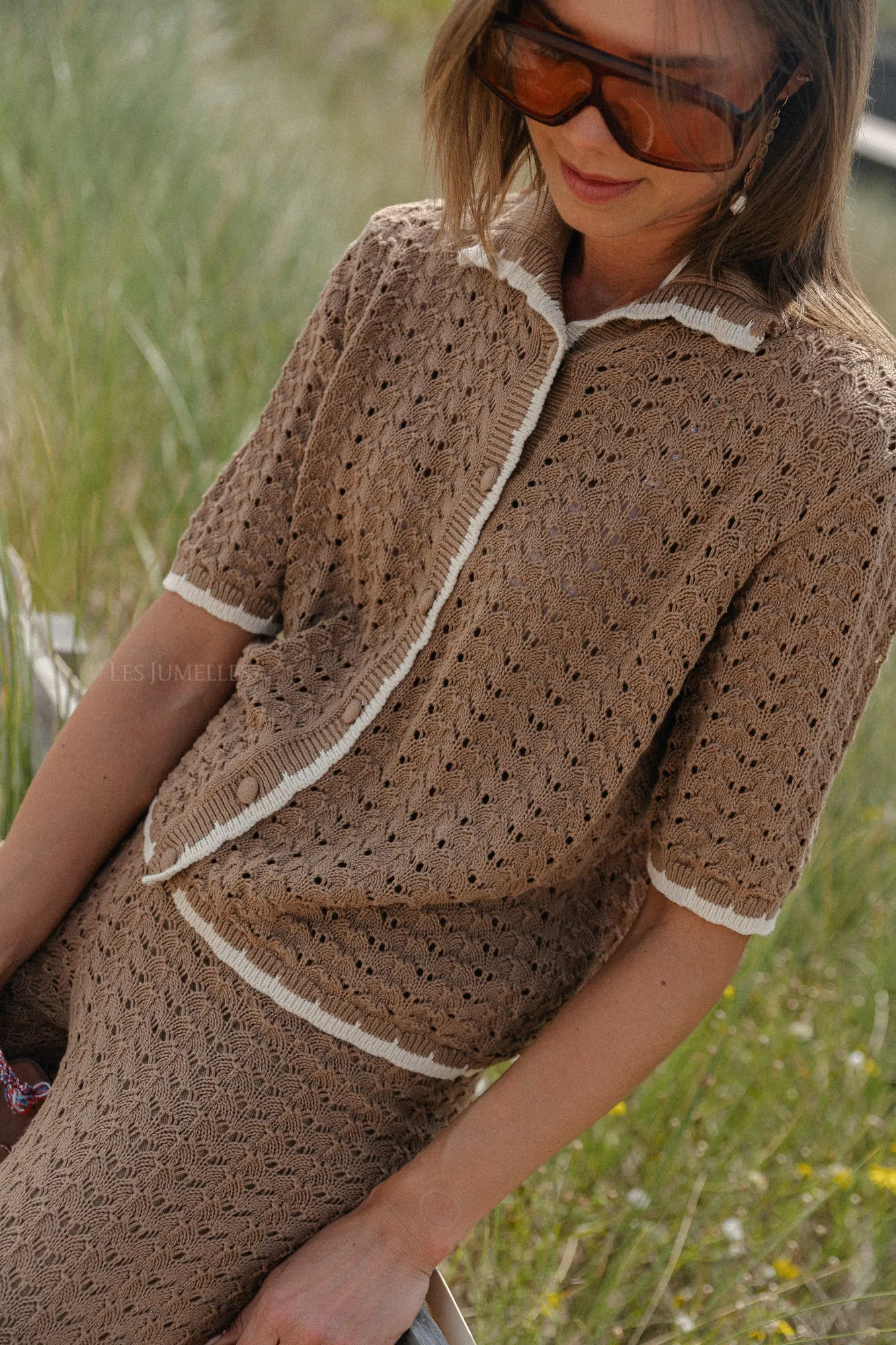 YASJune SS knit top tigers eye