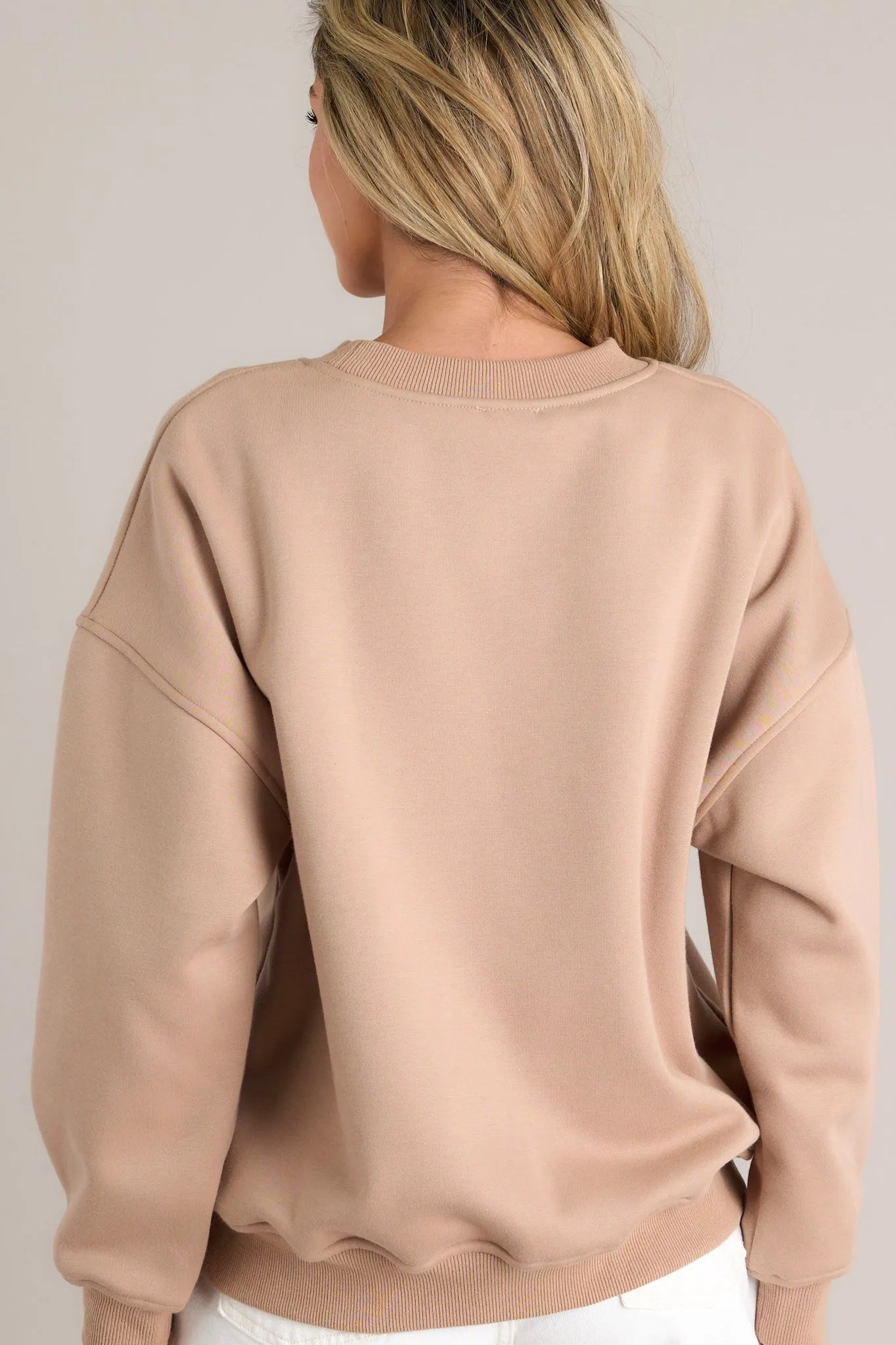 Your Serve Tan Embroidered Pullover Sweatshirt