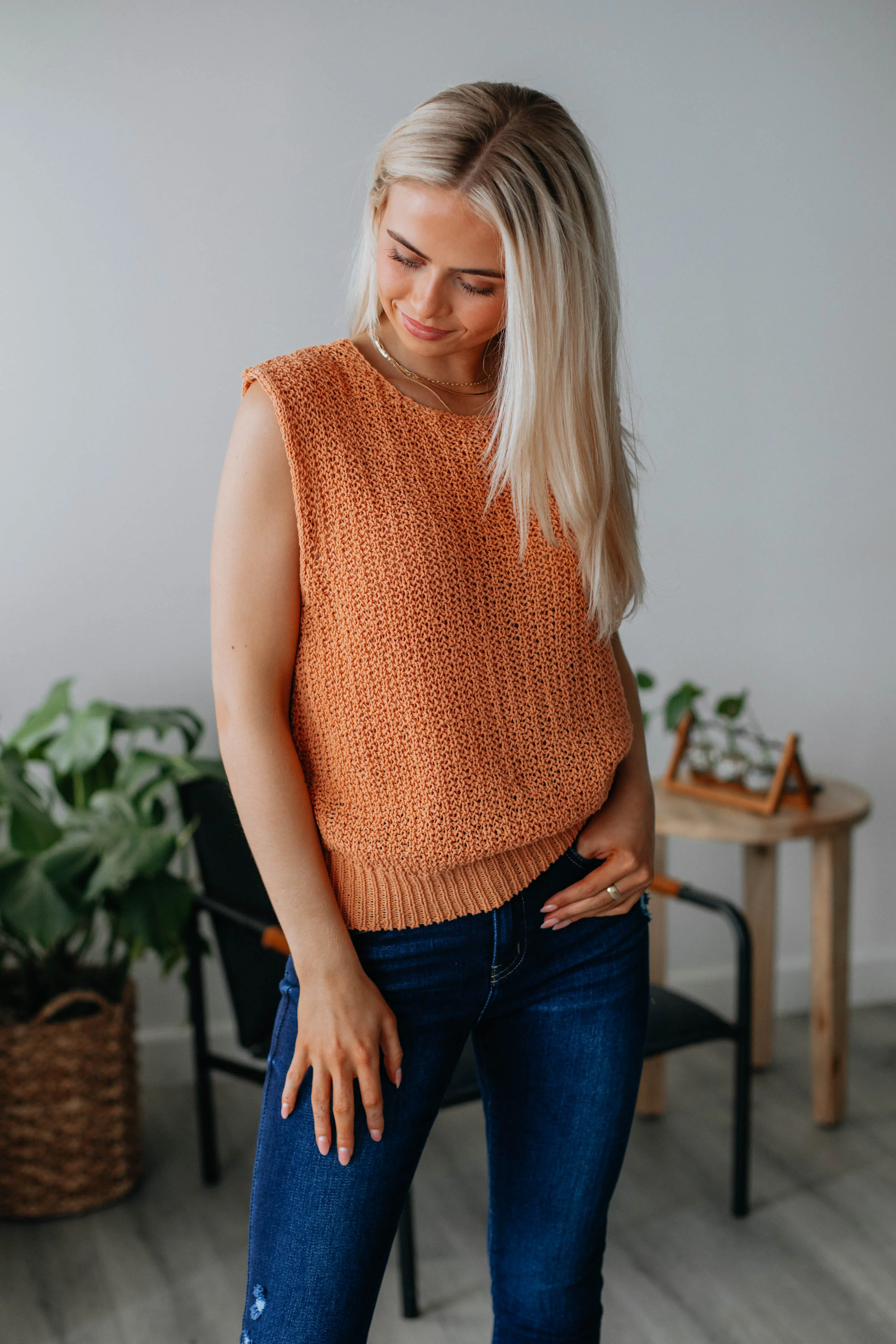 Zelie Knit Top - Peach