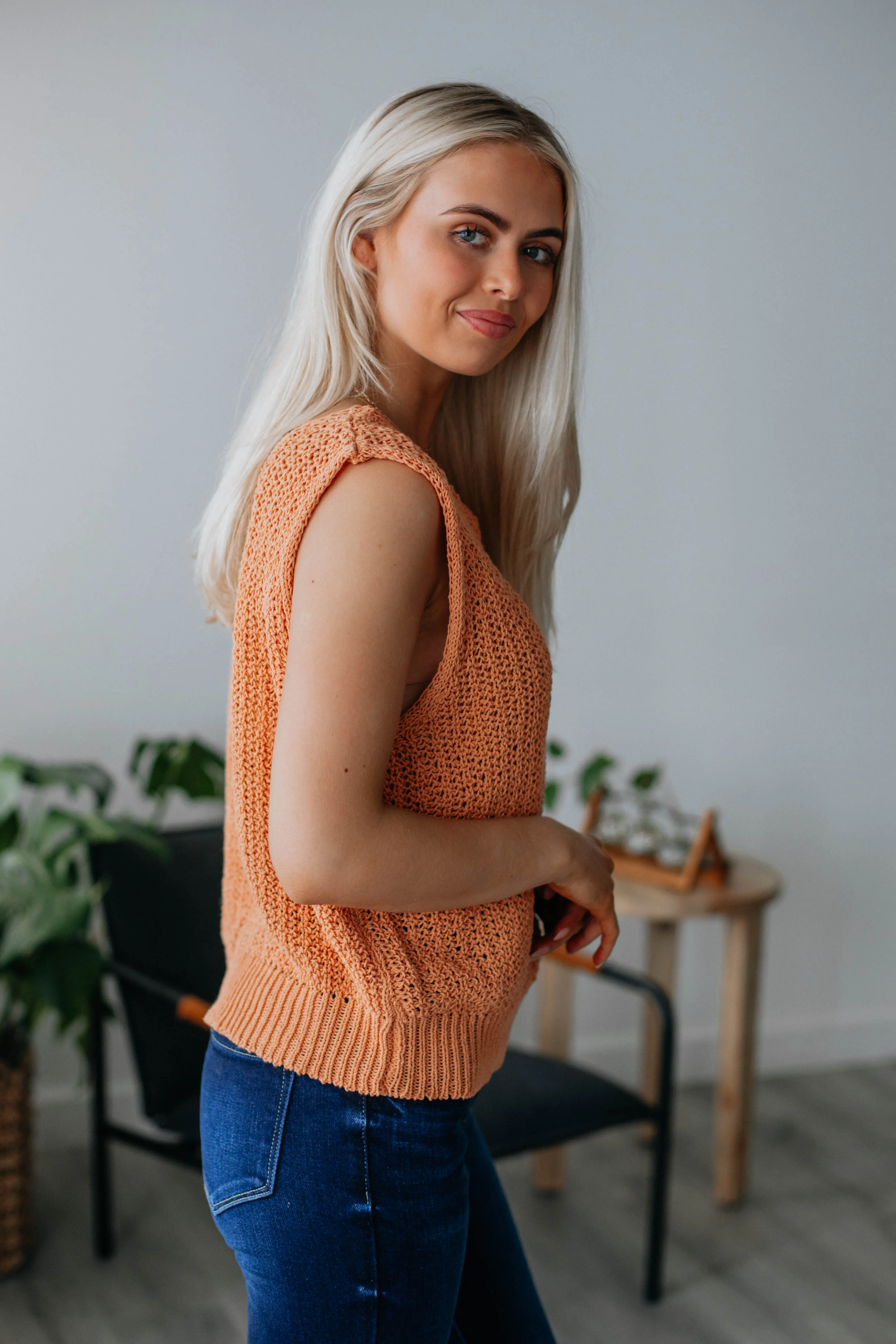 Zelie Knit Top - Peach