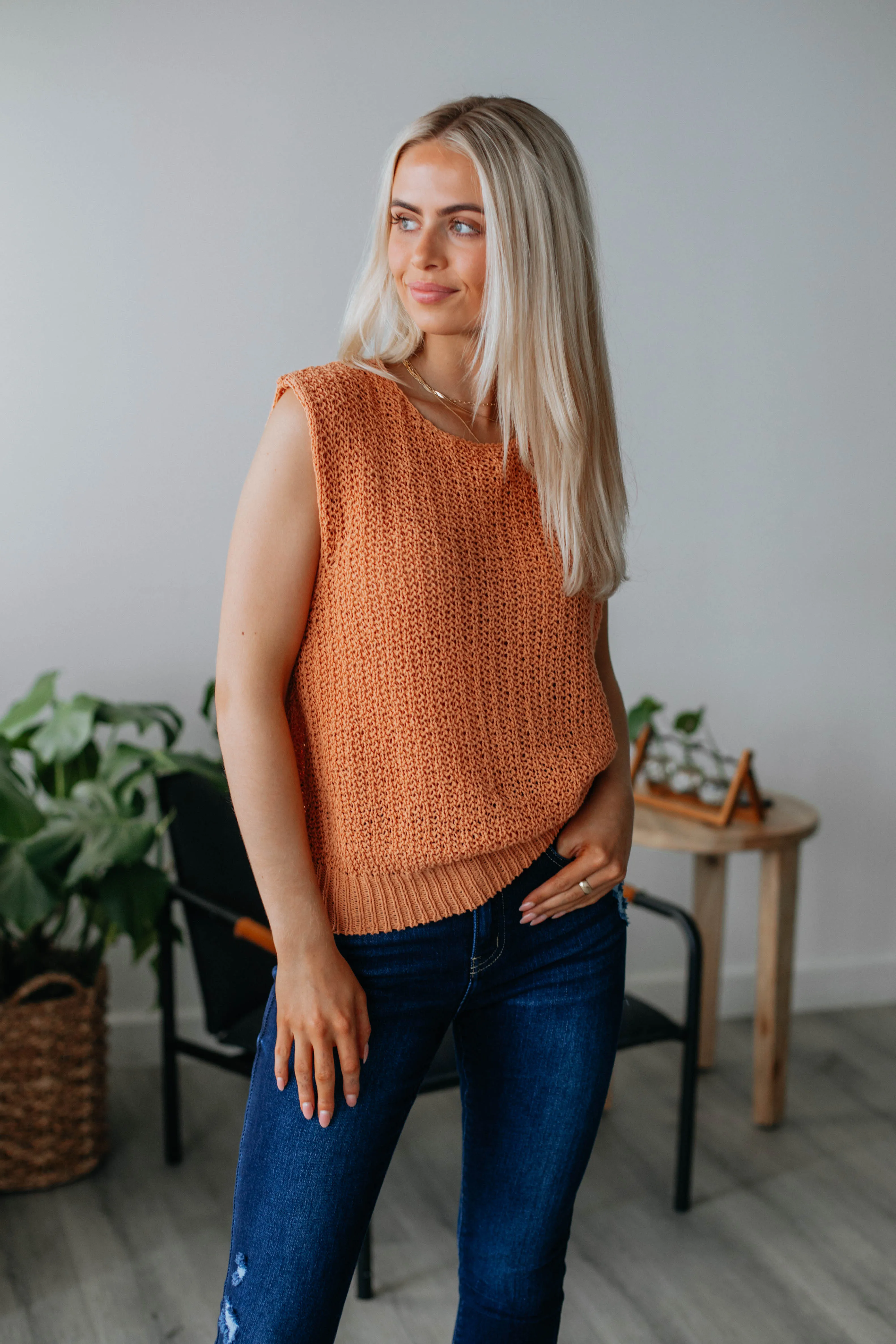 Zelie Knit Top - Peach