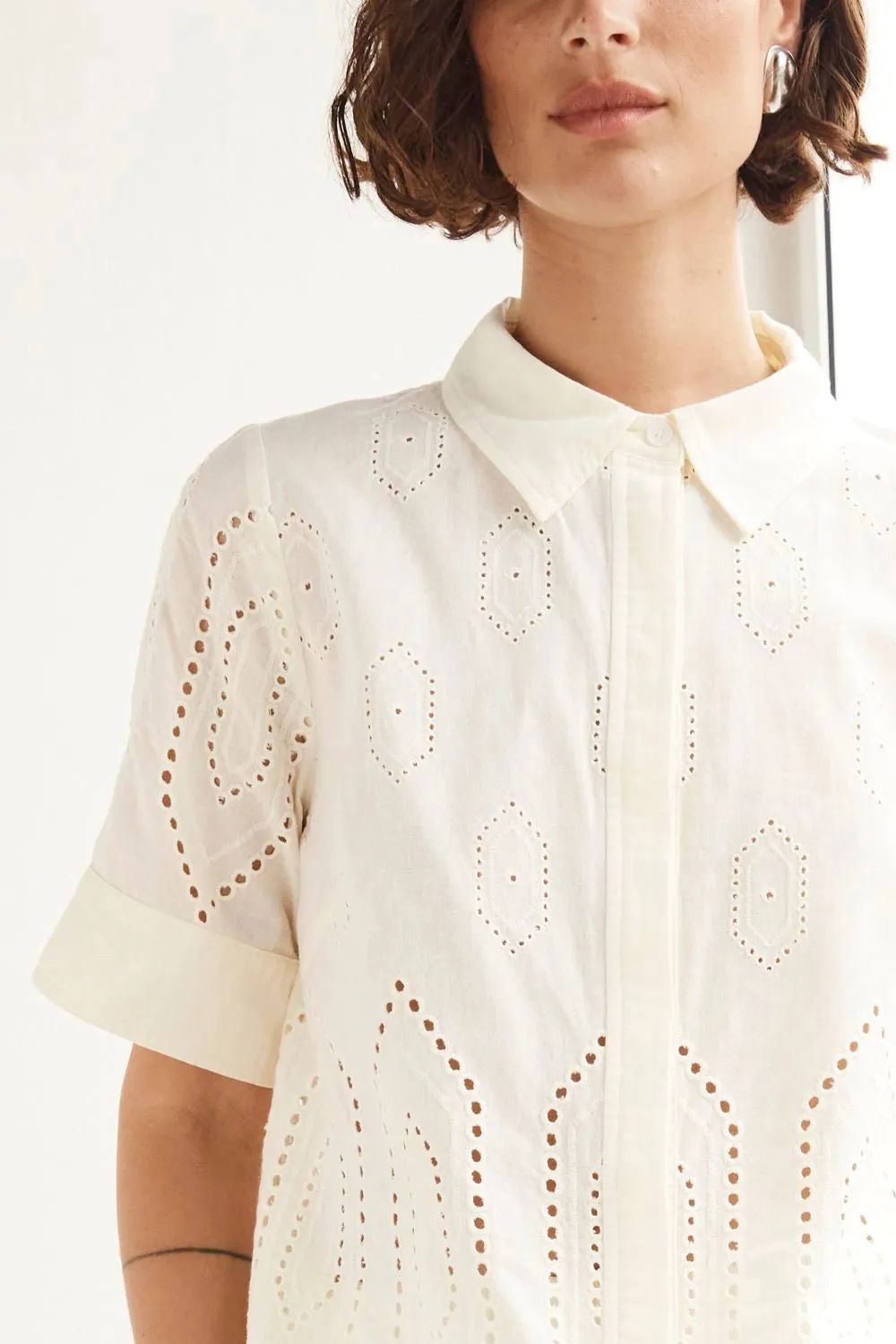 ZOE KRATZMANN | PIXEL TOP | CREAM BRODERIE