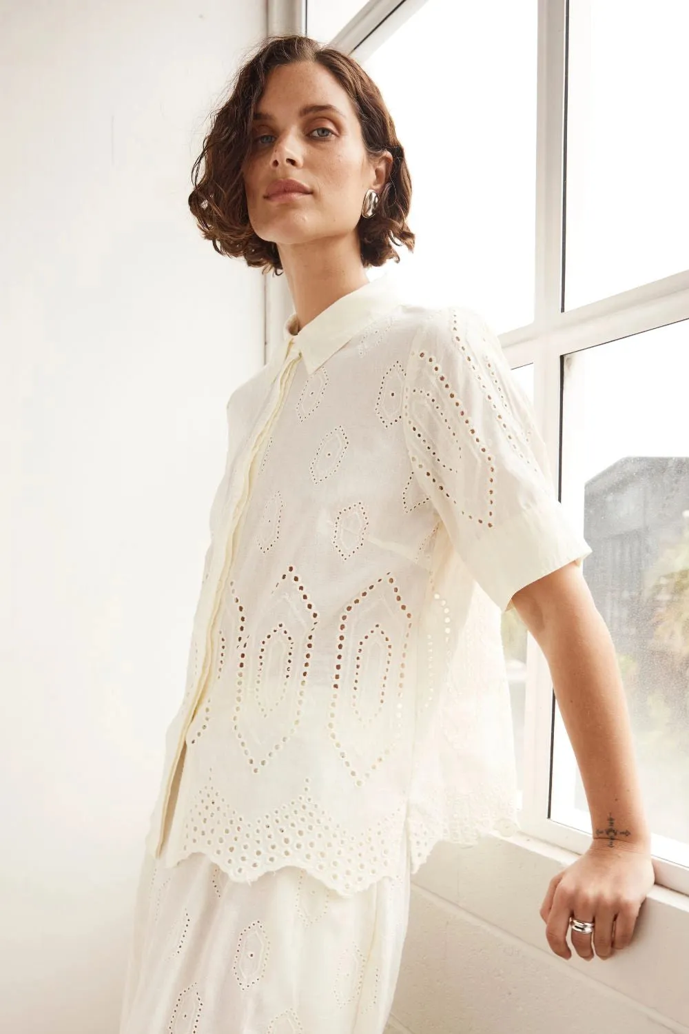 ZOE KRATZMANN | PIXEL TOP | CREAM BRODERIE